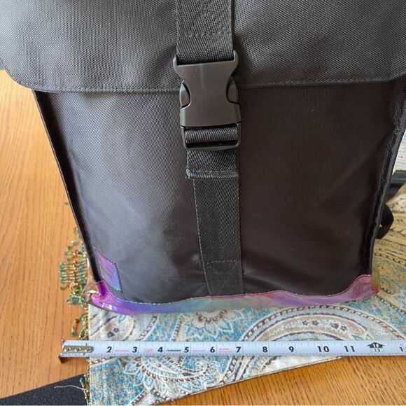 Puma Commuter Fold Backpack Top Close Black and Multicolor Rainbow Holographic main image 4
